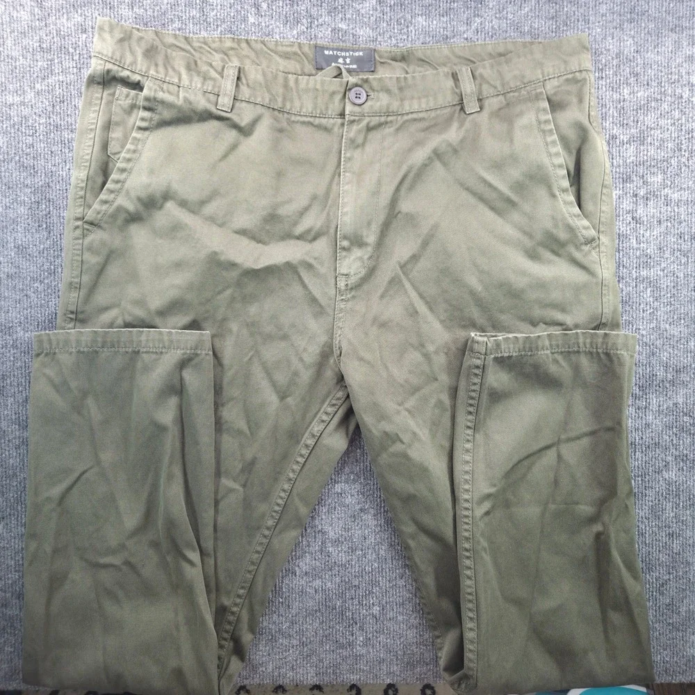 Matchstick Argus Mens Olive Green Cotton Chino Utility Trousers Size 38 Gorpcore